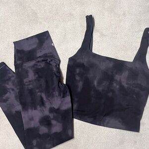 CRZ YOGA Black and grey tie dye Leggings Set